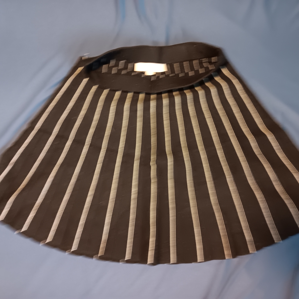 LOFT Black and White Striped A-Line Skirt